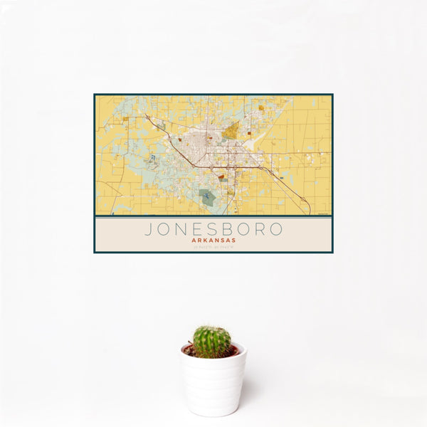 Jonesboro - Arkansas Map Print in Woodblock