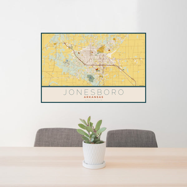 Jonesboro - Arkansas Map Print in Woodblock