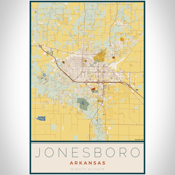 Jonesboro - Arkansas Map Print in Woodblock