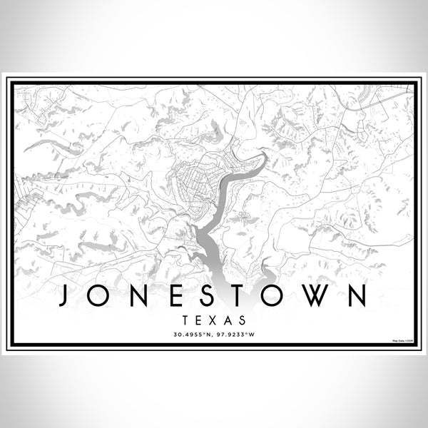 Jonestown Texas Map Print Landscape Orientation in Classic Style With Shaded Background