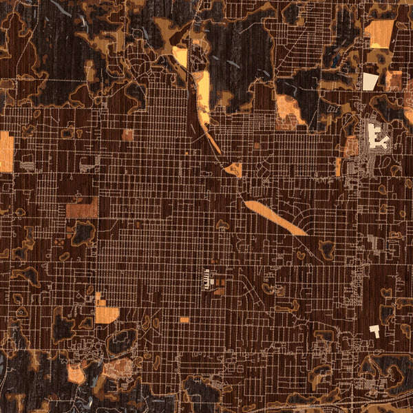 Joplin Missouri Map Print in Ember Style Zoomed In Close Up Showing Details