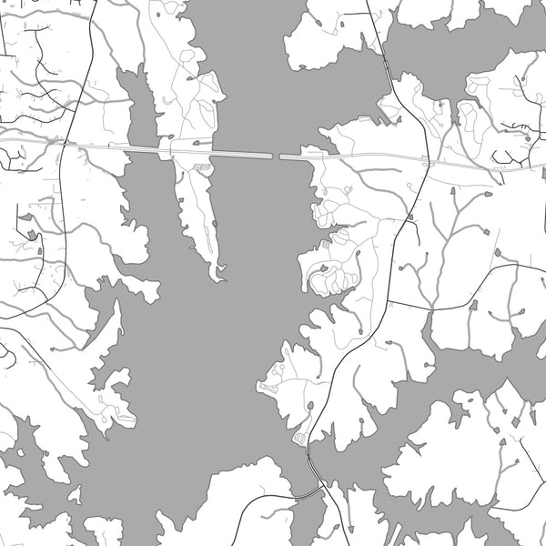 Jordan Lake North Carolina Map Print in Classic Style Zoomed In Close Up Showing Details