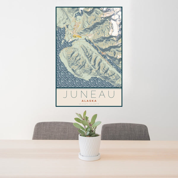 Juneau - Alaska Map Print in Woodblock