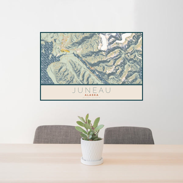 Juneau - Alaska Map Print in Woodblock