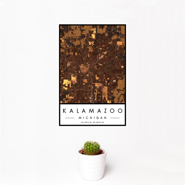Kalamazoo - Michigan Map Print in Ember