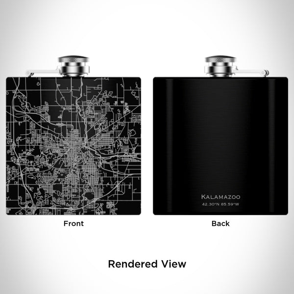 Kalamazoo - Michigan Map Hip Flask in Matte Black