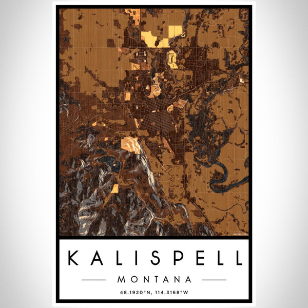 Kalispell - Montana Map Print in Ember