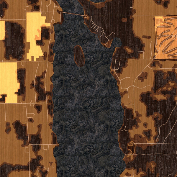 Kangaroo Lake Wisconsin Map Print in Ember Style Zoomed In Close Up Showing Details