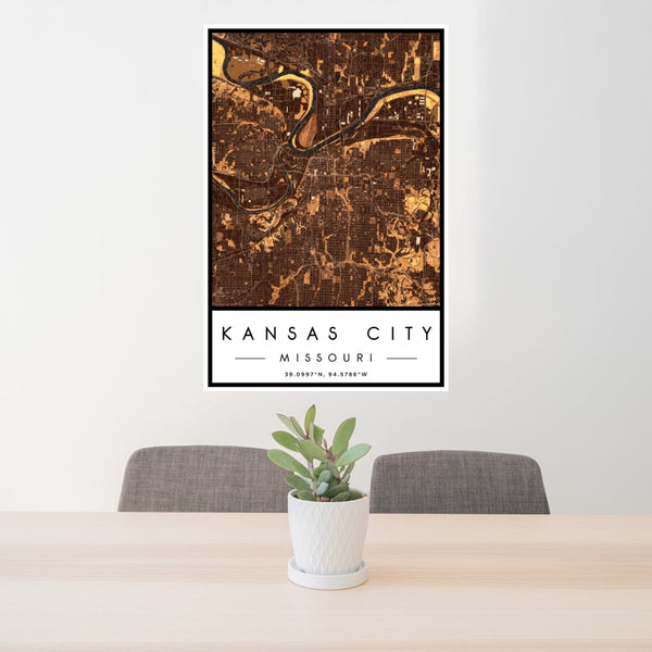 Kansas City - Missouri Map Print in Ember