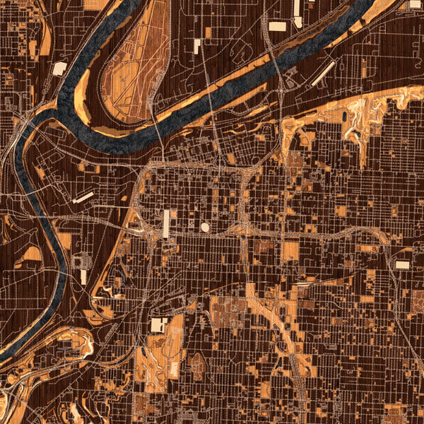 Kansas City - Missouri Map Print in Ember