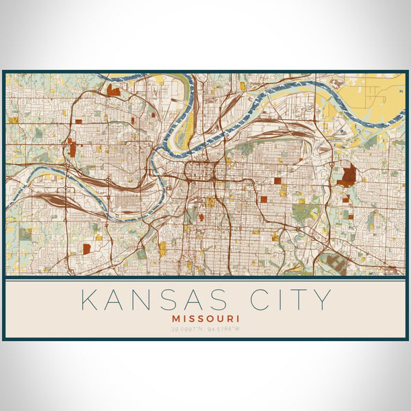 Kansas City - Missouri Map Print in Woodblock