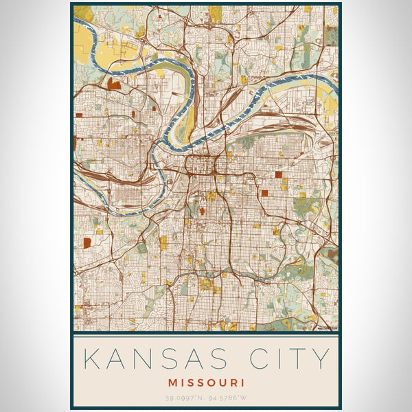 Kansas City - Missouri Map Print in Woodblock