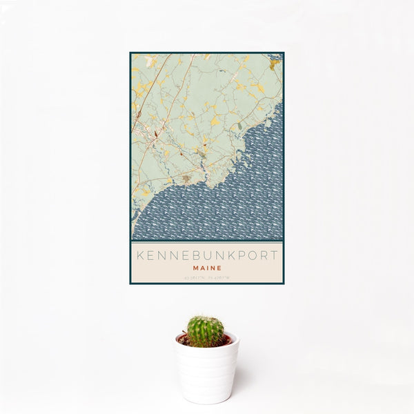 Kennebunkport - Maine Map Print in Woodblock