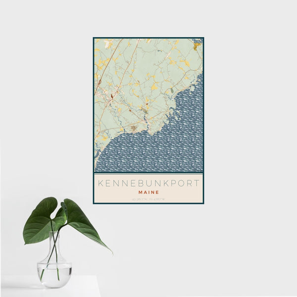 Kennebunkport - Maine Map Print in Woodblock