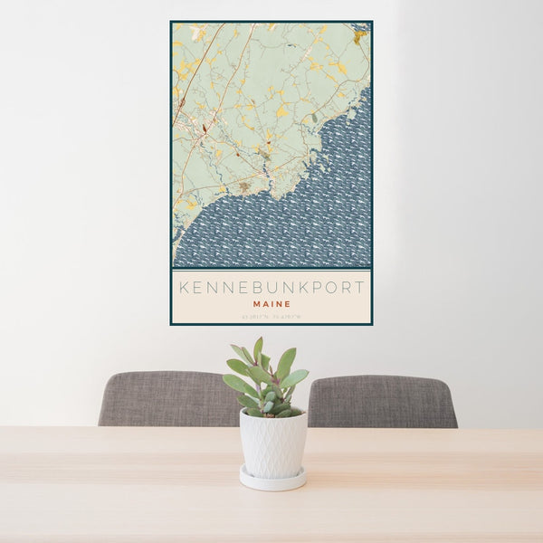 Kennebunkport - Maine Map Print in Woodblock