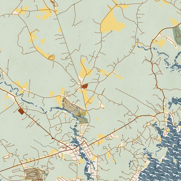 Kennebunkport - Maine Map Print in Woodblock