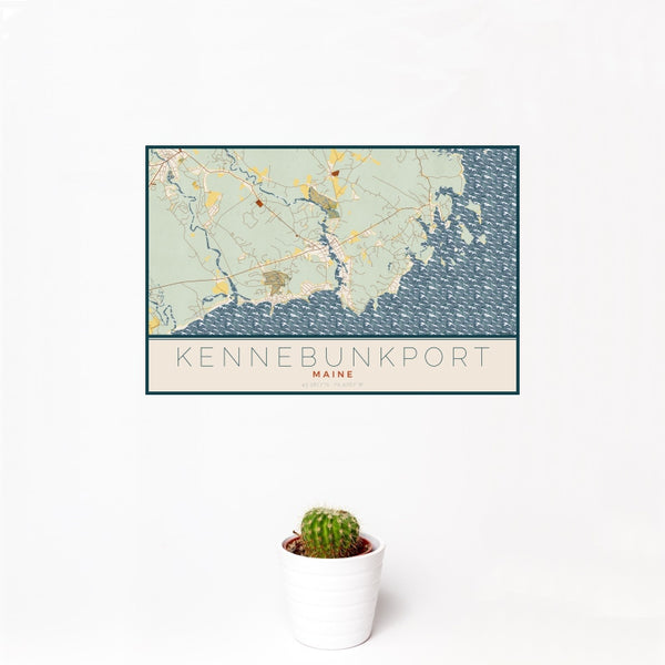 Kennebunkport - Maine Map Print in Woodblock