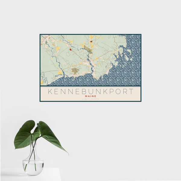 Kennebunkport - Maine Map Print in Woodblock