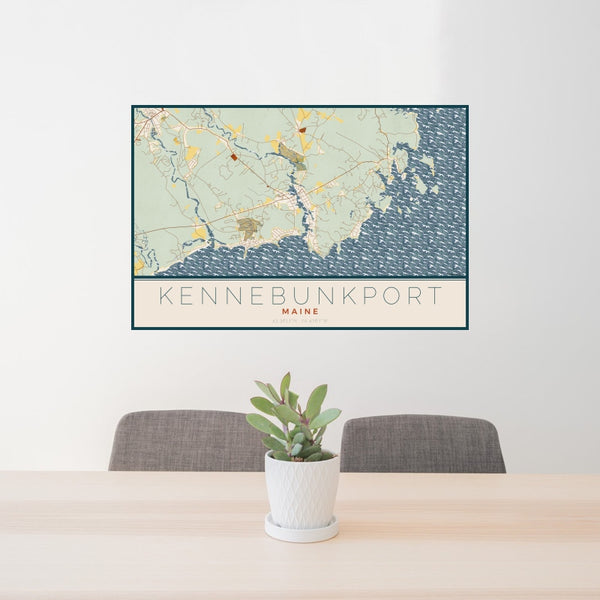 Kennebunkport - Maine Map Print in Woodblock
