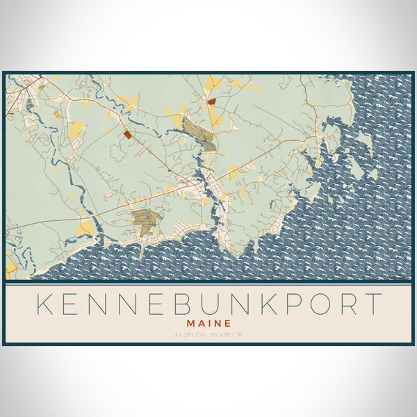 Kennebunkport - Maine Map Print in Woodblock