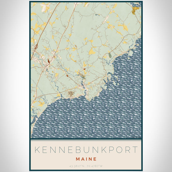 Kennebunkport - Maine Map Print in Woodblock