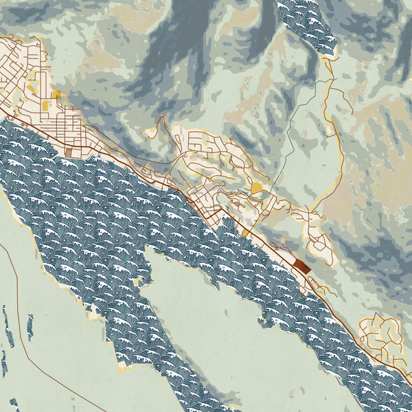 Ketchikan - Alaska Map Print in Woodblock