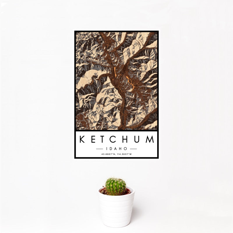 Ketchum - Idaho Map Print in Ember