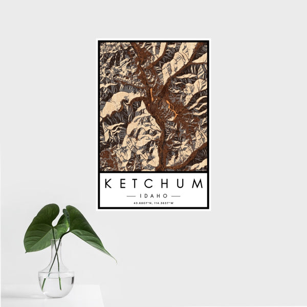 Ketchum - Idaho Map Print in Ember