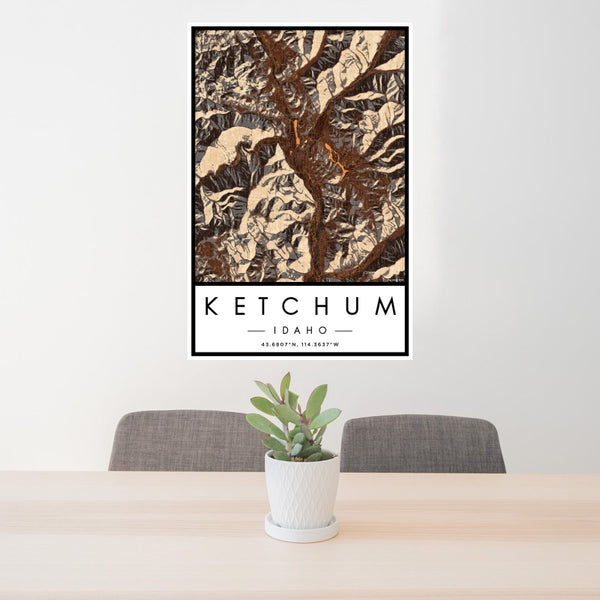 Ketchum - Idaho Map Print in Ember