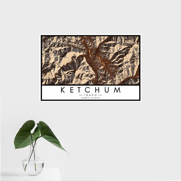 Ketchum - Idaho Map Print in Ember