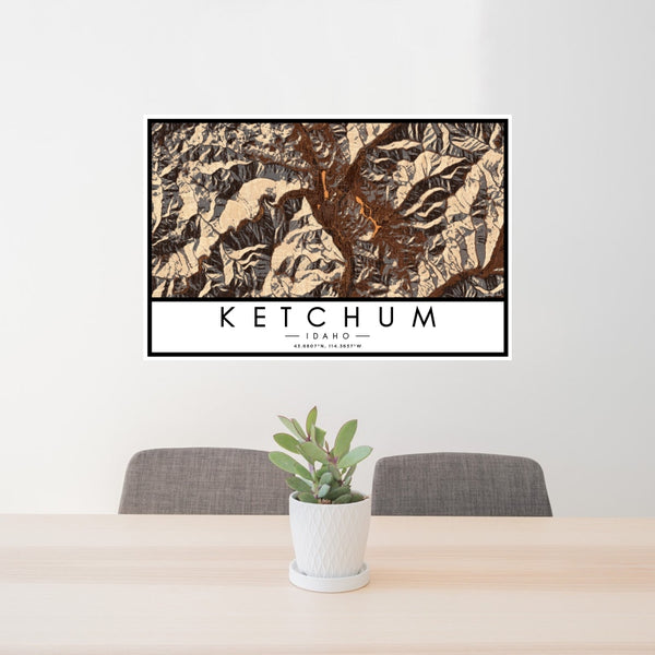 Ketchum - Idaho Map Print in Ember