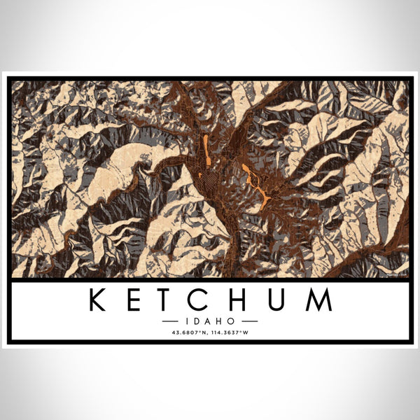 Ketchum - Idaho Map Print in Ember
