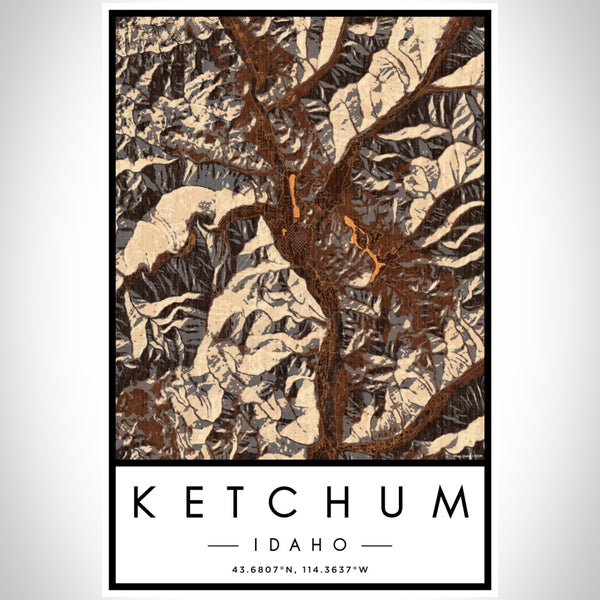 Ketchum - Idaho Map Print in Ember