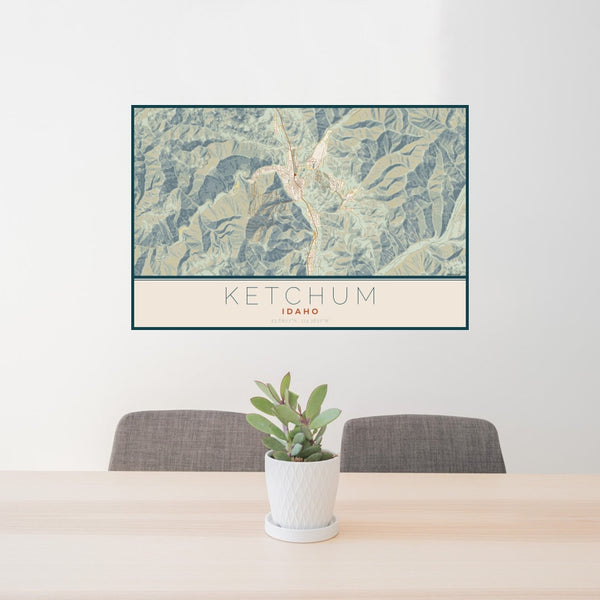 Ketchum - Idaho Map Print in Woodblock