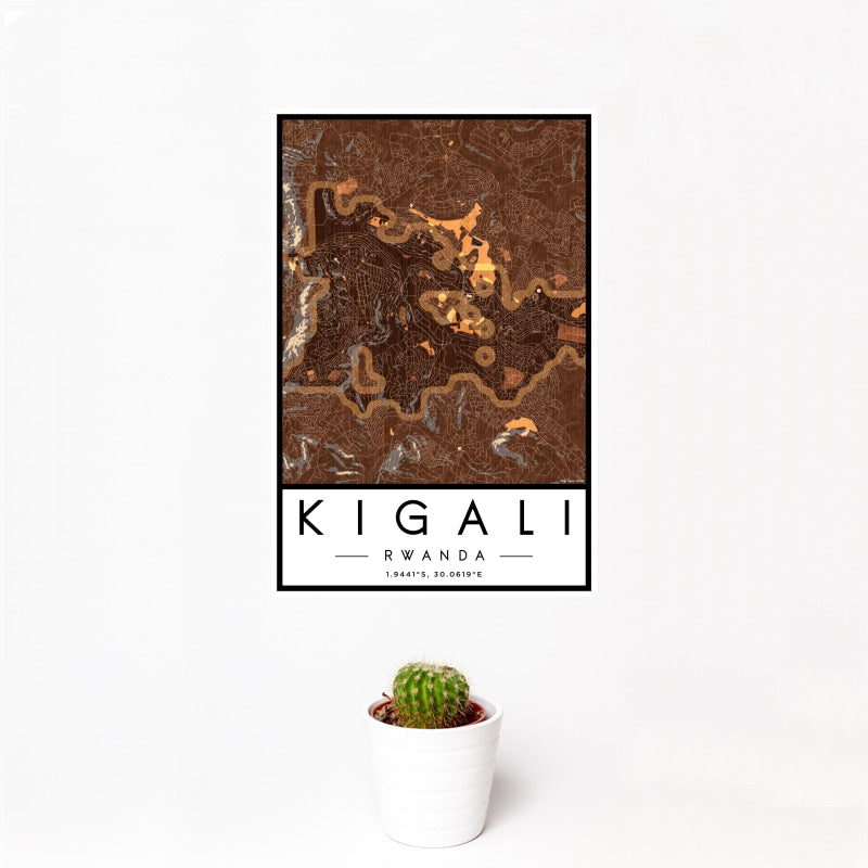 Kigali - Rwanda Map Print in Ember