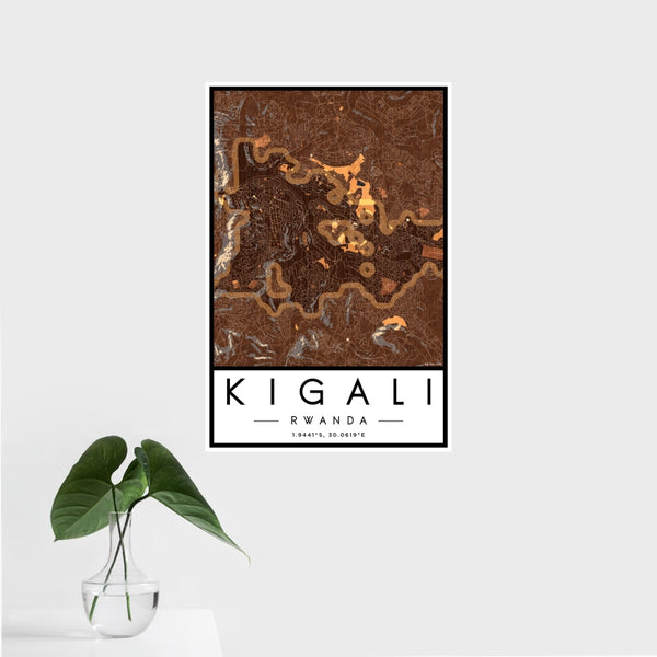 Kigali - Rwanda Map Print in Ember