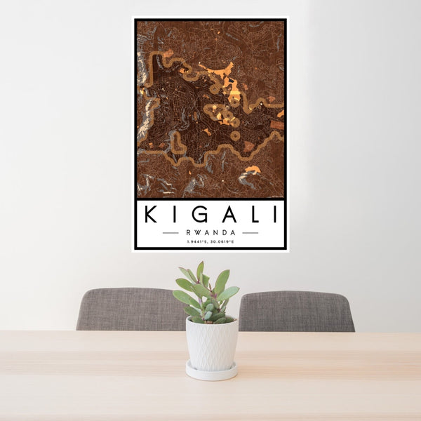 Kigali - Rwanda Map Print in Ember