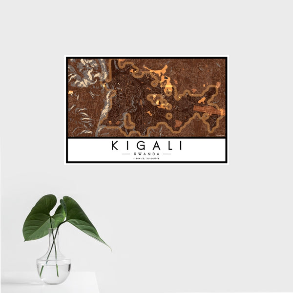Kigali - Rwanda Map Print in Ember