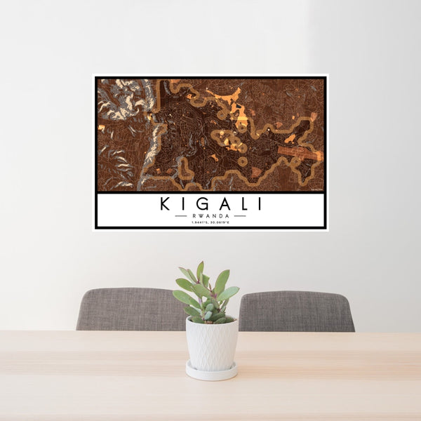 Kigali - Rwanda Map Print in Ember