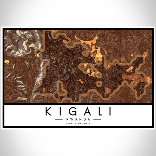 Kigali - Rwanda Map Print in Ember