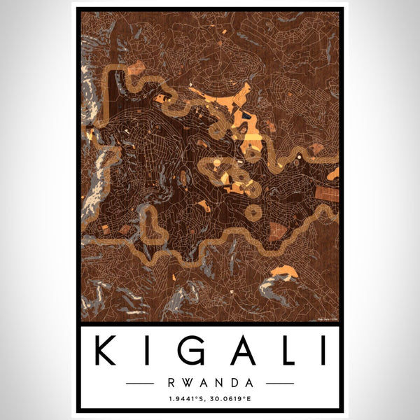 Kigali - Rwanda Map Print in Ember
