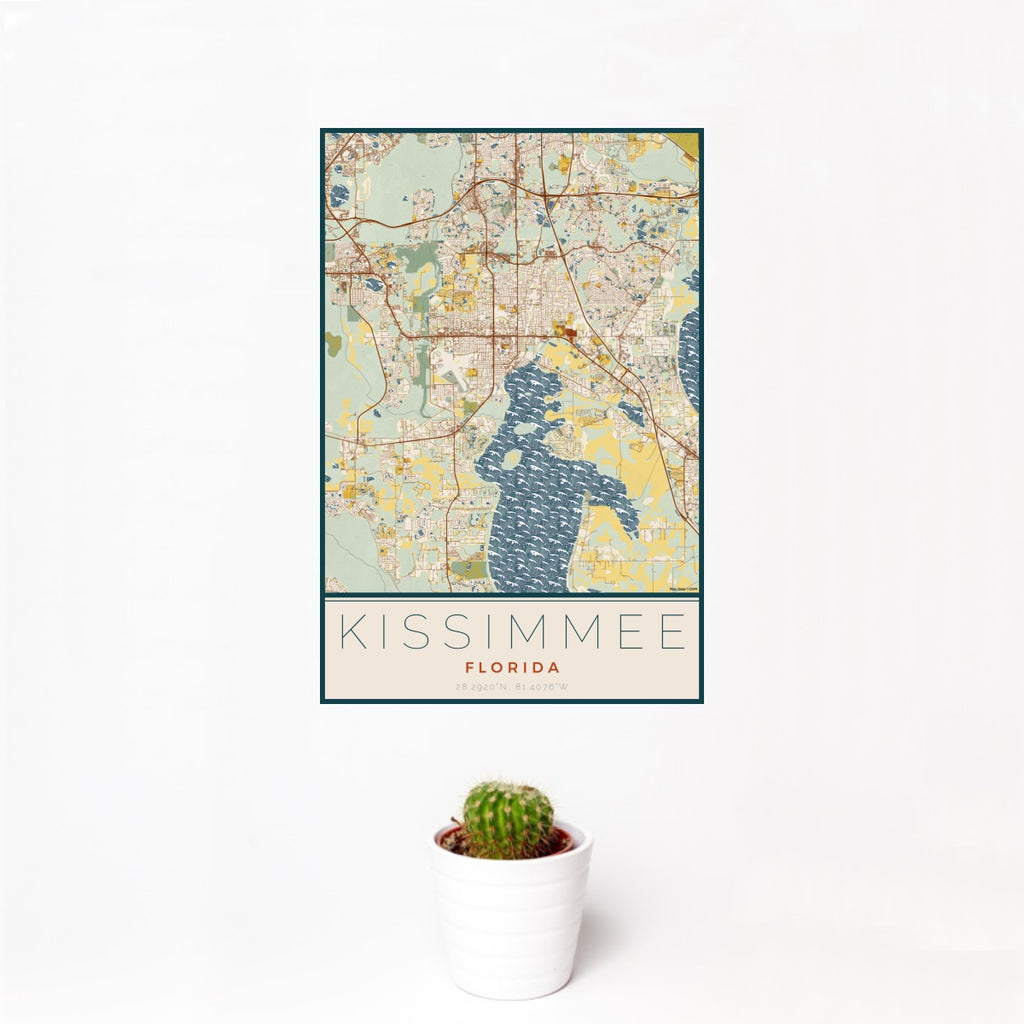 Kissimmee - Florida Map Print in Woodblock