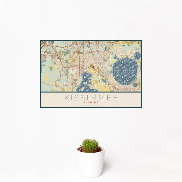 Kissimmee - Florida Map Print in Woodblock