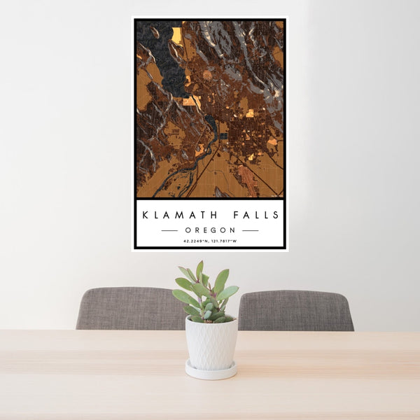 Klamath Falls - Oregon Map Print in Ember