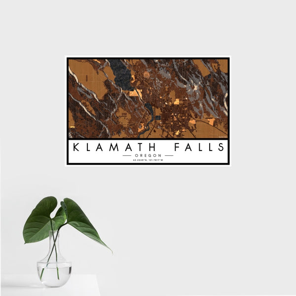 Klamath Falls - Oregon Map Print in Ember