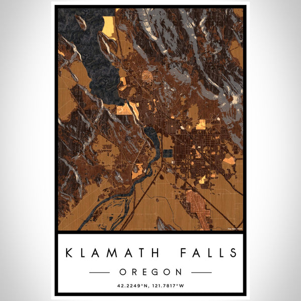 Klamath Falls - Oregon Map Print in Ember