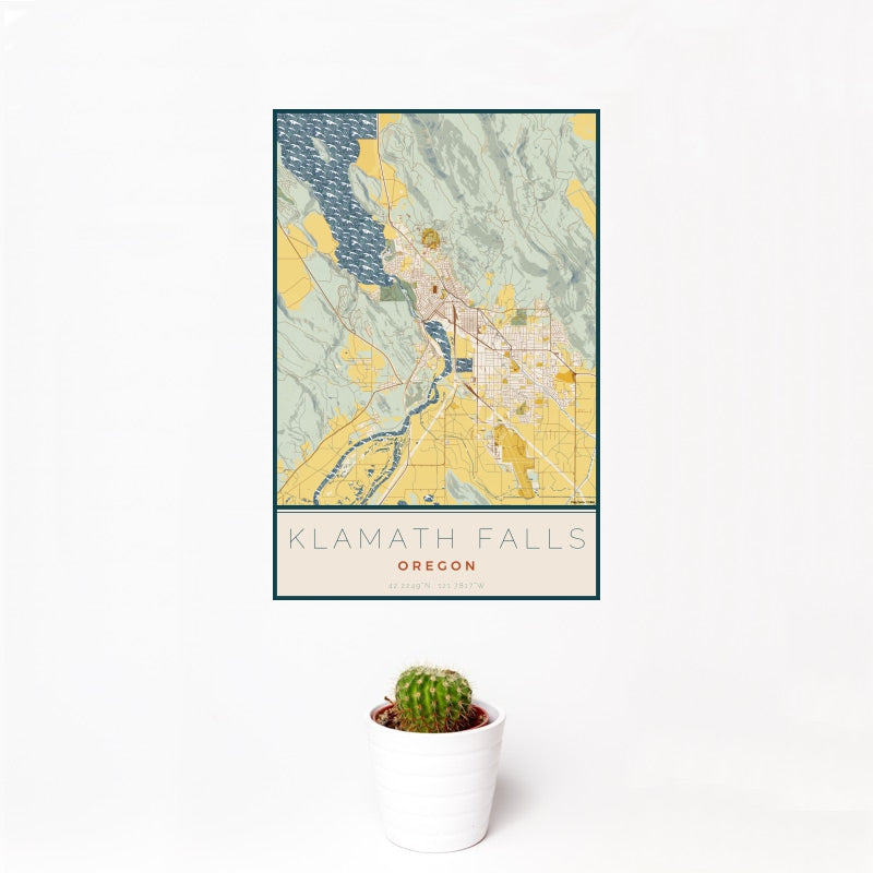 Klamath Falls - Oregon Map Print in Woodblock