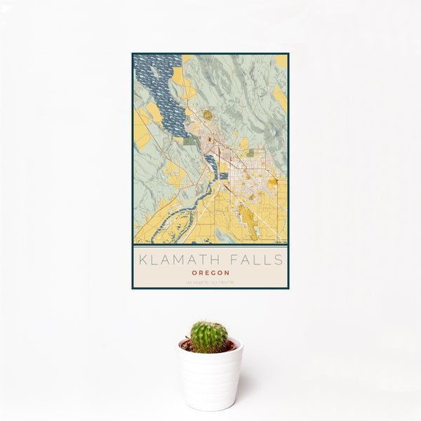 Klamath Falls - Oregon Map Print in Woodblock