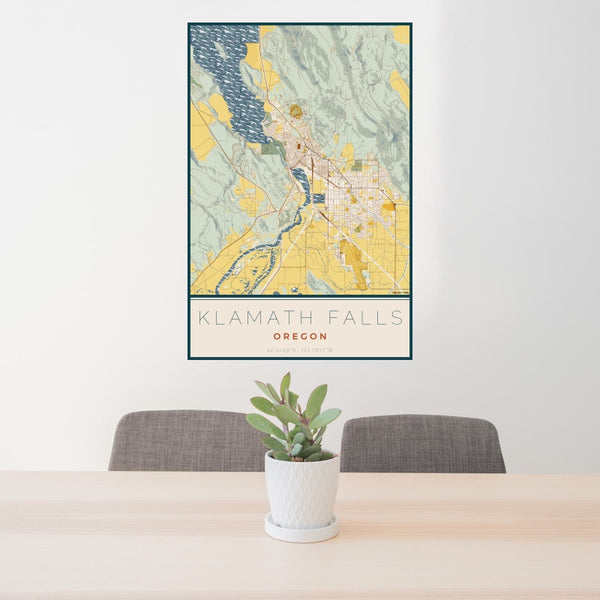 Klamath Falls - Oregon Map Print in Woodblock