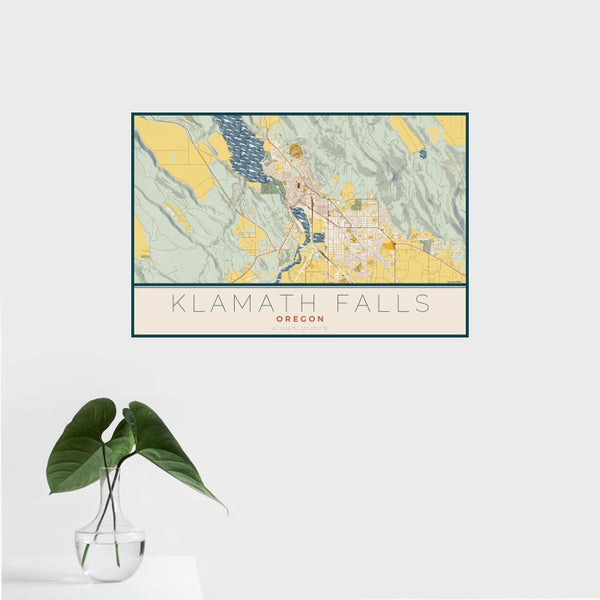 Klamath Falls - Oregon Map Print in Woodblock